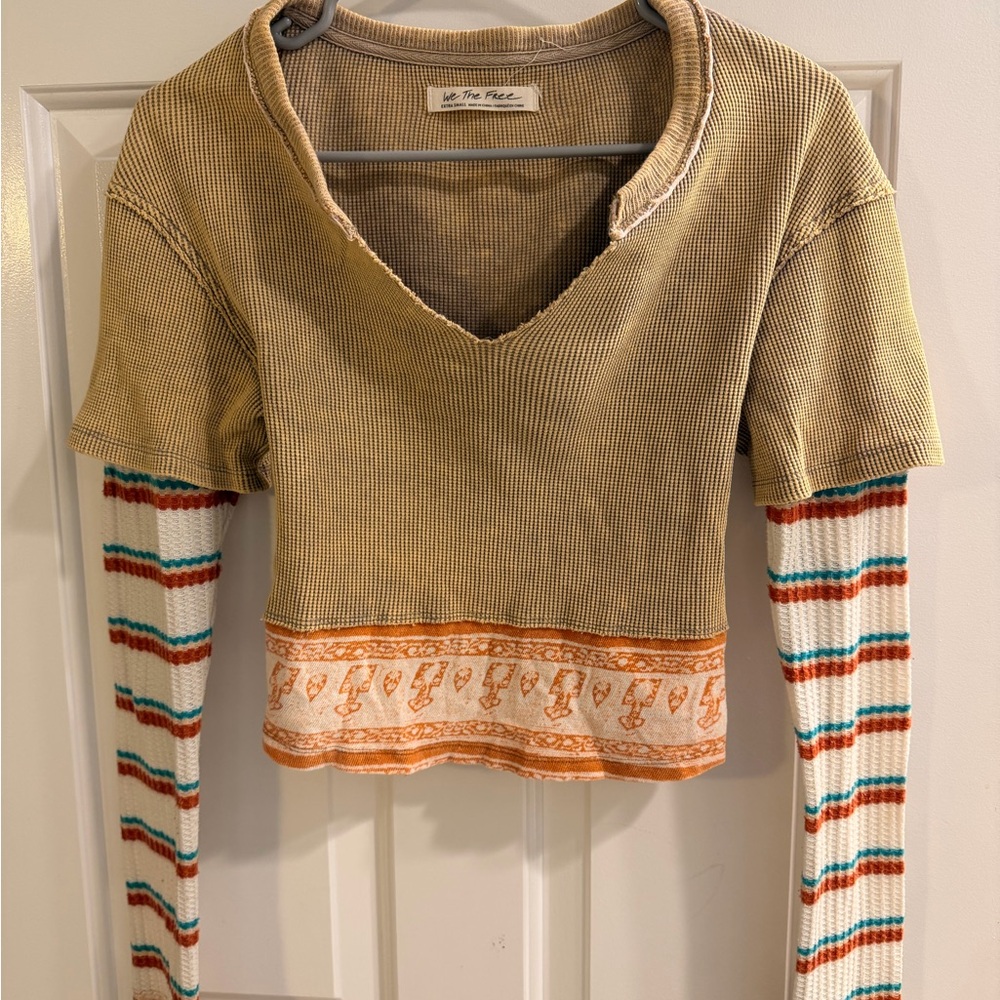 Free People Thermal Layered Long Sleeve Top XS